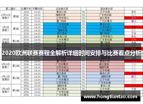 2020欧洲联赛赛程全解析详细时间安排与比赛看点分析